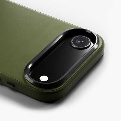 Image of DailyObjects Leatherite Case for iPhone Air Compatible with MagSafe Wireless Charging | Olive-Green Hybrid Magnetic Back Cover
