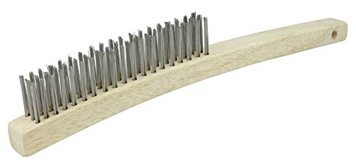 Image of Weiler 44054 Hand Wire Scratch Brush, .012 Stainless Steel Fill, Curved Handle, 3 X 19 Rows