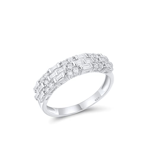 Bague en zircone cubique blanche pour fiançailles et mariage chic en alliance femme