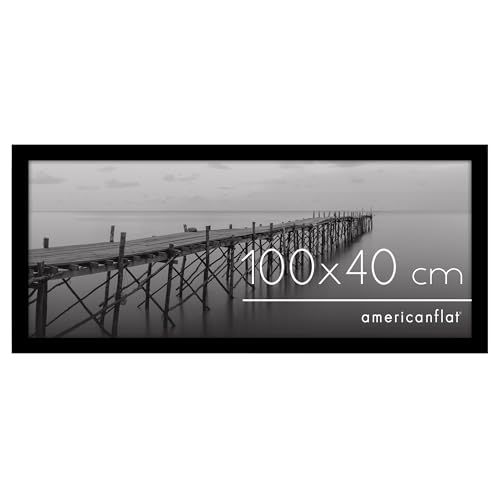 Americanflat Cadre 100x40 cm Noir - Cadre Photo Grand Format 40x100 cm en Bois MDF avec Plexi Poli...