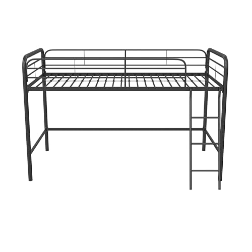 DHP Junior Loft Bed, Space-Saving Metal Frame, Black Finish, Ideal for Younger Children