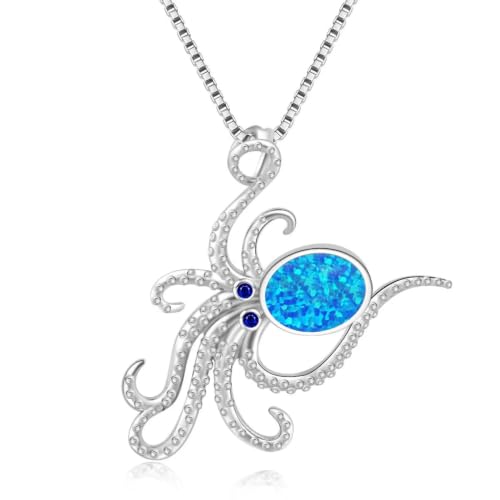 Collier pieuvre bohème bleu, le cadeau d'anniversaire unique pour elle