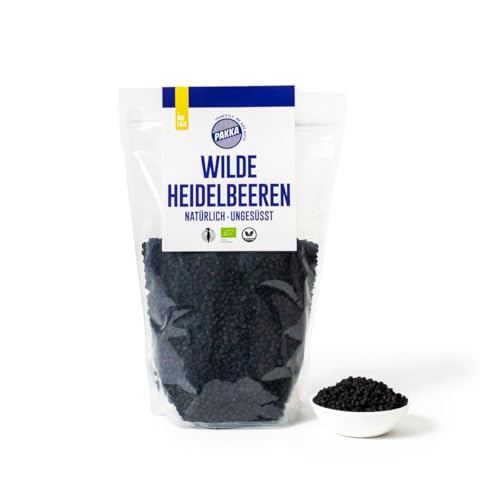PAKKA - Bio getrocknete Heidelbeeren Blaubeeren Blueberries ungesüßt naturbelassen und unbehandelt roh weich und mürb direkt von Kleinbauern vom Balkanbebirge vegan 750 g (1er Pack)