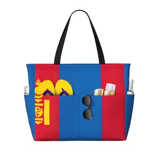 Sac fourre-tout imprimé drapeau mongol noir grand format