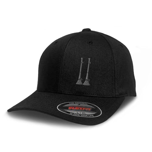 Flexfit Left Side Panel Firefighter Captain Gray Embroidery Hats for Men & Women Polyester Black Large XLarge