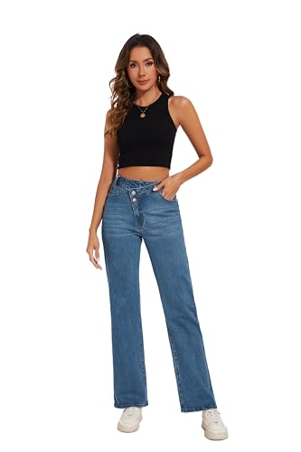 Jeans Women High Waist Wide Leg Baggy Jeans Boyfriends Stretch Denim Pants2