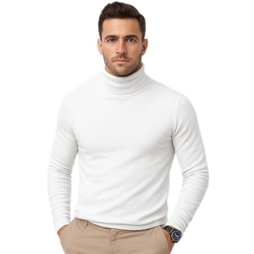 CHKOKKO Winter Wear Cotton Plain Full Sleeve Turtle Neck Regular Fit T Shirt For Men