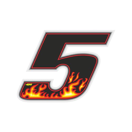 Image of Quattroerre 13155 Number Racing 5 Middle, Flames, 10 x 7.5 cm