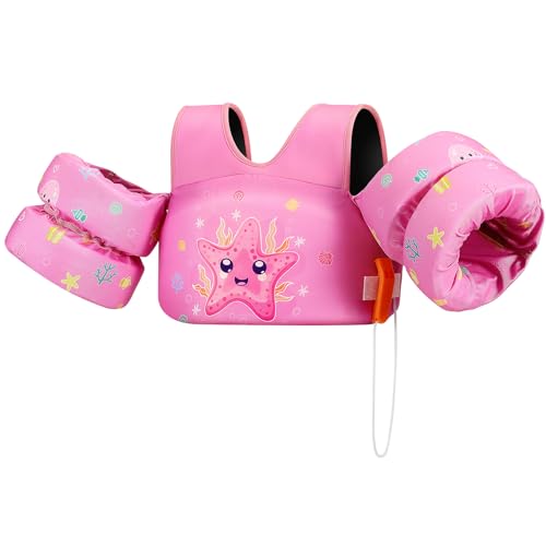 HeySplash Swim Vest for Kids, Toddler Pool Floaties Fit 33-66 Lbs, Children Swimming Vest with Adjustable Strap, Swim Jacket Water Wing Arm Float, Puddle Beach Boat Jumper Boy Girl,Starfish