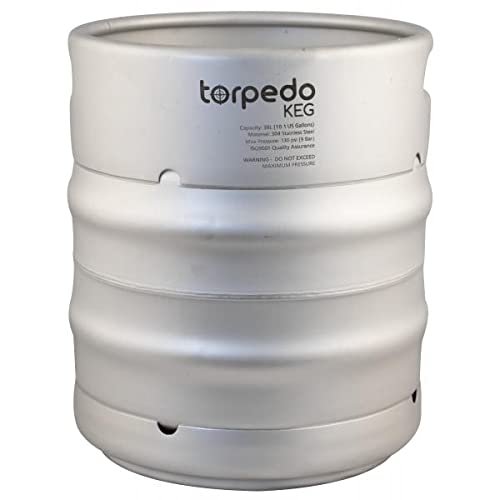 Torpedo Keg | Ball Lock | Stainless Steel | Rolled Stainless Steel Handles | Carbonate your beverages | 10 gal.