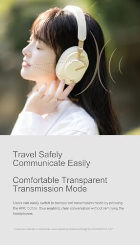 Image of Moondrop Edge Full-Scene Immersive Series Hi-Fi Portable Wireless ANC Headphone Foldable Lightweight Headphone (Creamy White)