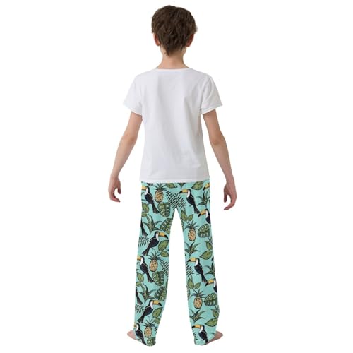 Parrot Pineapple Fruit Boys Long Pants Soft Trousers Elastic Waist Kids Lounge Bottoms with Pockets S-XL3