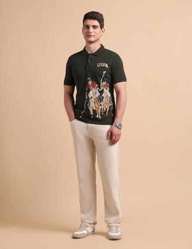 Image of U.S. Polo ASSN. Printed Polo T Shirts for Men - 100% Cotton, Half Sleeve Mens Tshirt