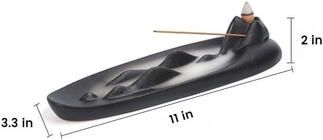 Miniatura 2 de SWEPGOODS Quemador de incienso de reflujo  Soporte de incienso de cerámica hecho a mano para palos y conos de reflujo  Colector de cenizas de