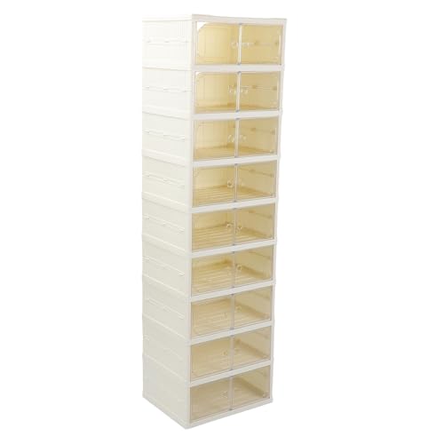 RASTKY Caja de Zapatos Plegable de Doble a Prueba de Polvo para Organización que Ahorra Espacio, Contenedor de Zapatos Apilable para Almacenamiento en Armario, Organizador de con Tapa Transparente