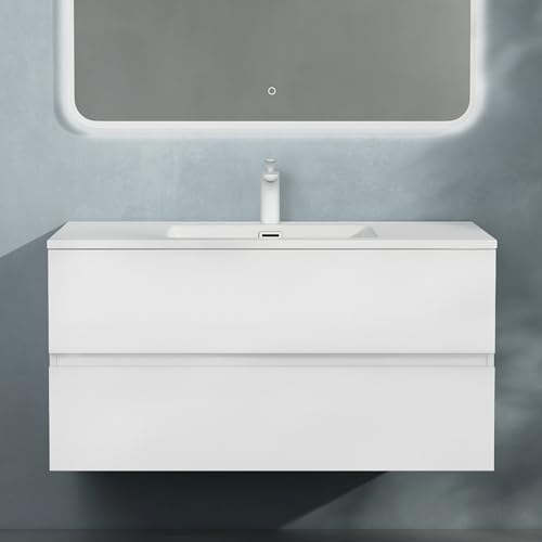 doporro Badmöbel-Set Waschbecken-Unterschrank Badezimmer Waschtisch mit Unterschrank BTH: 80x48x50 cm in Matt weiß inkl. Mineralguss-Waschbecken Aqualis