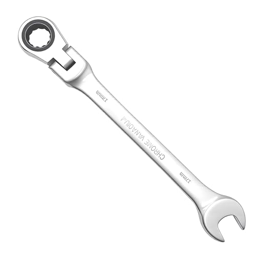 Xiansini 17mm Ratchet Spanner 72-Tooth Steel Ratcheting Combination Wrench Flexible Head Ratcheting Spanner Combination Spanner Fixed Head Ratchet Spanner for Car Bicycle Repair at Home Workshop