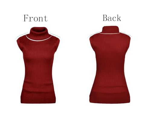 Image of v28 Women Sleeveless High Neck Turtleneck Stretchable Knit Sweater Top