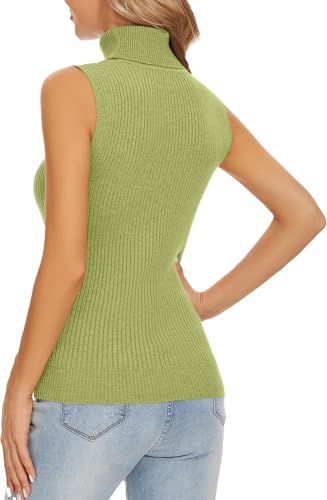 Image of Sleeveless Turtlenecks Tops for Women Slim Fit Knit Sleeveless Vest