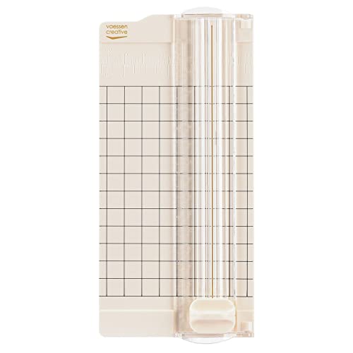 Vaessen Creative Massicot Mini - 6,5 x 15,3 cm - Gradué - Beige - Coupe Papier pour Scrapbooking et Loisirs Créatifs