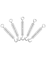QWORK® 5 Stück M5 Spannschloss 304 Edelstahl, Verstellbare Haken Und Öse Drahtspanner, Spannhaken