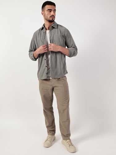 Image of Thomas Scott Men's | Corduroy | Full Sleeve | Slim Fit | Polyester-Blend | Single Pocket | Spread Collar | Casual Shirt