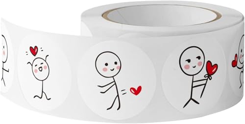 Image of Alokik Enterprise 500 Pcs Cute Cartoon Heart Watercolor Stickers, Round Decorative Adhesive Sticker for Small Business Wedding Supplies Packing Sticker Gift Wrap (1 x Decorative Sticker Roll)