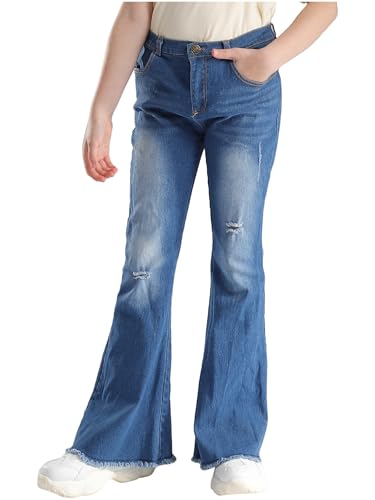 Flared Jeans for Girls Teens Ripped Bell Bottoms Denim Pants Casual Flare Leg Trousers3