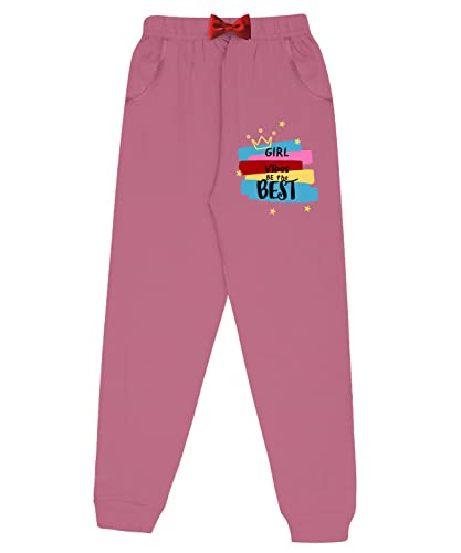 Image of KYDA KIDS Girls 100% Cotton Printed Track Pants with Pocket - Multicolor (Pack of 2)