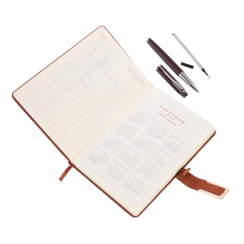 ledmomo ビンテージカバー搭扣ノート オフィス向け書きやすいスケジュールプランナー ページ ペン付き メモ帳 日記帳記録用携帯便利