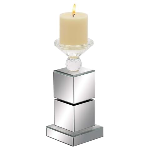 Deco 79 Silver Glass Candle Holder Cover
