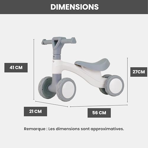 Edibaby, Draisienne Bébé 1 an, Vélo sans Pédales D'équilibre, Jouet, Premier Cadeau Anniversaire Noël, Enfant 10-24 Mois, Léger et Ergonomique (Gris) – vue 3