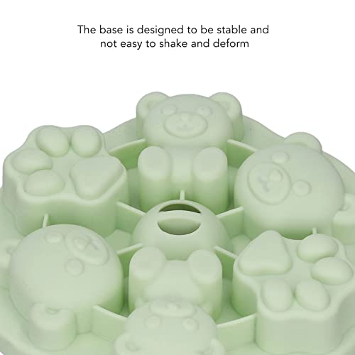 Silicone Food Grade, Lovely Bear and Print, Non stick with Lid for Baking Candy Chocolate Cookie Jello Gummy Cake Pudding Ice Cube (Green) - Thumbnail 3