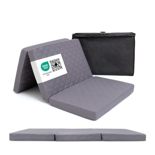 Ehrenkind® Reisematratze Go! | Reisebett Matratze 60 x 120 | Babymatratze 60x120cm | FALTBAR, aus hochwertigem Schaum mit waschbarem Hygienebezug in praktischer Tragetasche