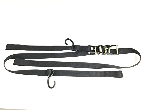 Set of 4 Heavy Duty Ratchet Tie Down Straps 7'-8' Truck Trailer Hauling Polaris ATV Side by Sides 1.5" Inch Wide Strap Harley Motorcycle Handlebar Rubber Coated Hooks Clips or Soft Loop Loops Attached