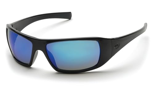 Pyramex Goliath Safety Eyewear Black Frame Ice Blue Mirror Lens