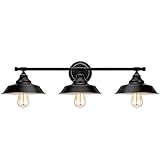 Bathroom Vanity Light 3 Light Wall Sconce Industrial Kitchen Wall Lighting Black Baking Paint with Hightlight