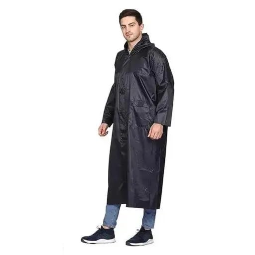 Rainwaer for Men Women Waterproof RainJacket with Polyester Rainjacket For Men Bike Rainsuit Rain jacket Suit Mobile Pocket with Storage Bag -(Blue) Size L-image-36