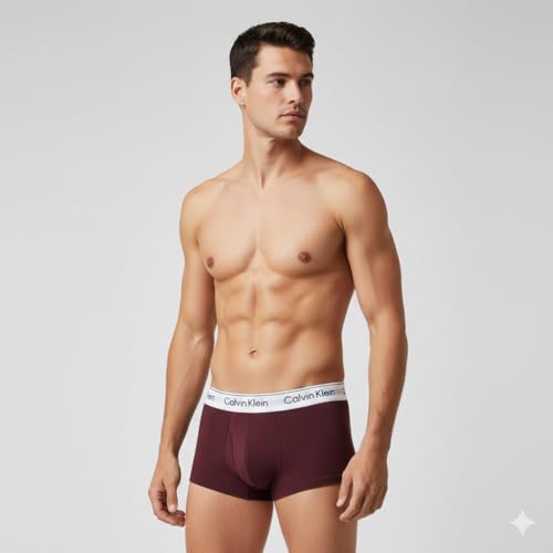 Image of GIIG CK Presents Plain Strechable Micromodal Fabric Underwear for Men (Black,Blue,Wine) Pack of 2 Size M,L, XL, XXL