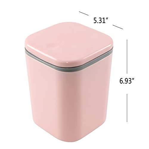 Mini bote de basura rectangular plástico rosa 2 litros miniatura 2
