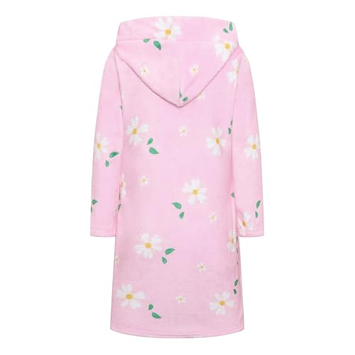 Image of Umeyda Girls Fleece Hooded Robes, Warm Printed Bath Robe for Kids Soft Fuzzy Bathrobe for Gifts