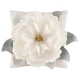 JWH Flower Throw Pillow Cover Decorative 3D Floral Accent Pillow Case Stereo Cushion Handmade Pillowcase for Car Bedroom Bed Couch Sofa 18x18 Inch Ivory White