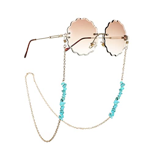 Brillenkette für Frauen Bohemian Naturstein Lanyard Brillenband Sonnenbrillenschnüre Casual Brillenzubehör (Color : A, Size : Length-70CM)