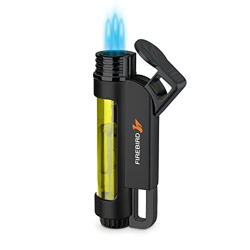 Mechero Soplete Firebird Illume - Encendedor Triple Llama - Recargable con Gas butano (no Incluido) - Gran Rueda para el Ajuste de Llama - Gran depósito de Gas - Ventana para Nivel de Gas