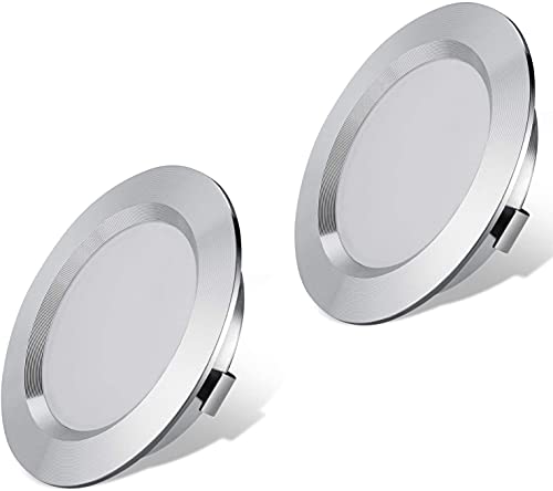 ANYPOWK Lot de 2 lumières LED 12 V pour camping-car, remorque, bateau, Blanc chaud 2800K, 300 lumens, 3 W, basse tension, mini lampe encastrée à intensité variable