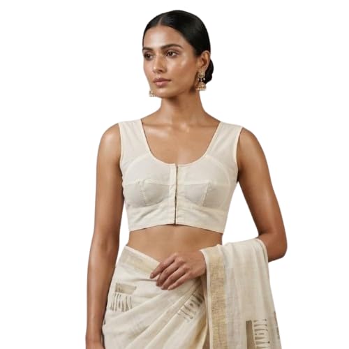 Aparajita Creations Women’s Ready-to-Wear Cotton Saree Blouse | U-Neck Sleeveless Choli with Front Button Design | Non-Pad... - Review, Price and Buying Guide