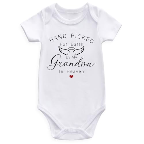 Image of Guzcadun hand picked for earth by my grandpa grandma in heaven pregnancy announcement for grandparents baby bodysuits
