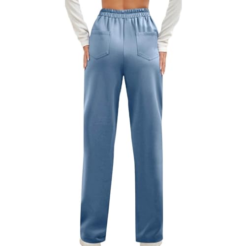 Lastesso Work Pants for Women Soft Long Straight Trousers Casual Wid Leg Pants High Waist Button Up Baggy Pants with Pockets3
