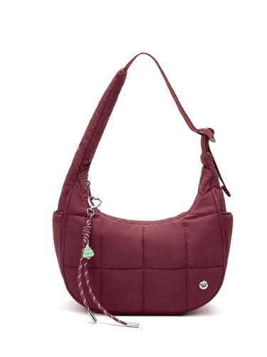 Image of WESTBRONCO Small Puffer Crescent Shoulder Bag for Women, Nylon Quilted Shoulder Purses, Puffy Handbags with Adjustable Strap