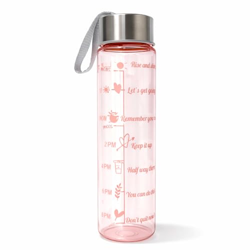 Image of Motivational Water Bottle Set with Time Marker & Straw | BPA Free Leakproof Gym Sipper Combo | Total 2000ML Capacity | Sports & Office Use | Peach